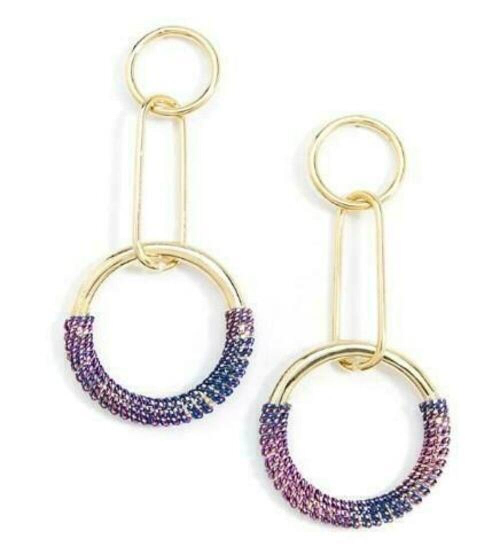 Zenzii Painted Metal Chain Wrapped Earrings Pink/Blue